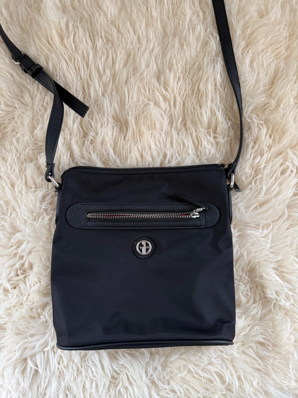 Giani Bernini Black Nylon Crossbody Messenger Bag